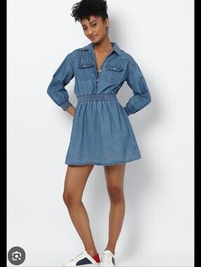 American Eagle Outfitters Denim Mini Dress in Blue